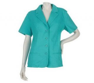 Denim & Co. Short Sleeve Stretch Twill Jacket —