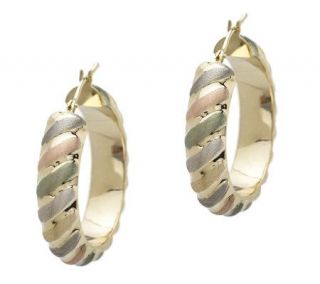 VicenzaGold Colors of Gold Satin &Polished Hoop Earrings 14K Gold 