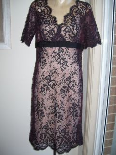 COLLETTE DINNIGAN NWT 890 Burgundy french lace dress size Large
