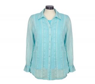 Denim & Co. Long Sleeve Novelty Tunic with Stretch Jersey Tank