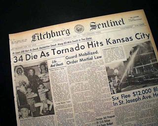Ruskin Heights Kansas City MO F5 Tornado 1957 Newspaper