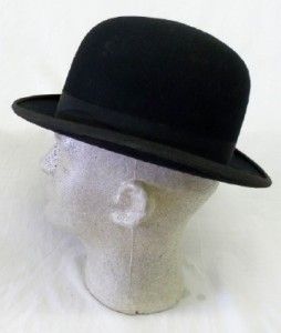 Mens Vintage Derby Bowler Cosby Hat Size 7 Black Original Box 1954