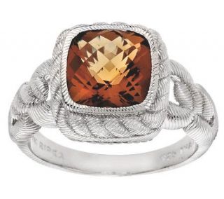 Judith Ripka Sterling 3.40ct Faceted Ginger Quartz Textured Ring