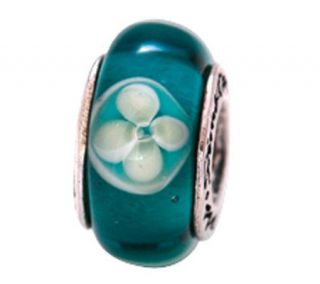 Prerogatives Sterling Blue/White Floral Glass Bead —
