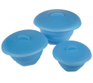 Prepology Set of 3 Collapsible Silicone Bowls w/Suction Lids