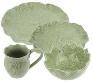 Piece Ceramic Lotus Leaf Dinnerware Set —