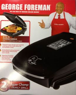 New George Foreman Healthy Cooking Grill GR20B Super Champ Family Size