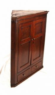 19th Century Antique Oak Hanging Corner Cabinet Cupboard