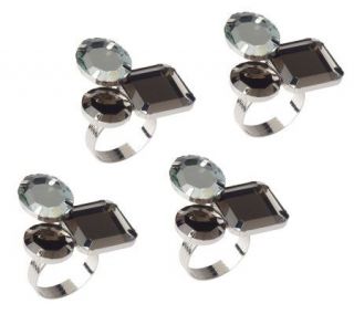 Linda Dano Set of Four Glass Bead Gemstone Napkin Rings —