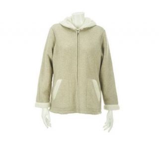 Denim & Co. Heathered Fleece Jacket w/Sherpa Lining and Hood   A218446