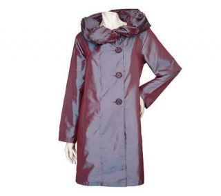 Dennis Basso Iridescent Coat with Accordian Pleated Collar   A91538