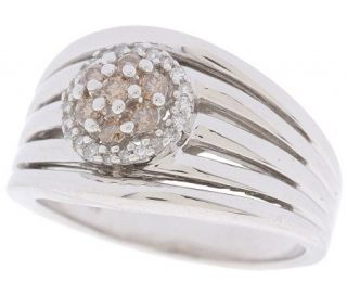AffinityDiamond 1/4 ct tw Champagne & White Ribbed Sterling Ring