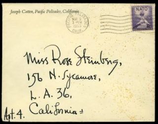 Joseph Cotten Vintage 1953 Original Handwritten Letter Signed ALS
