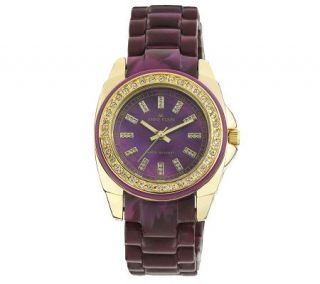 AK Anne Klein Ladies Goldtone Watch with PurpleBracelet —
