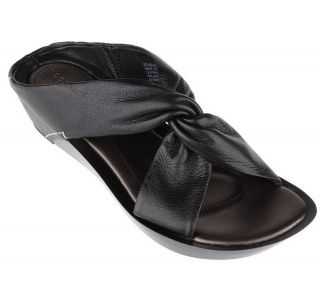 Rockport Leather Twisted Knot Low Wedge Sandals —