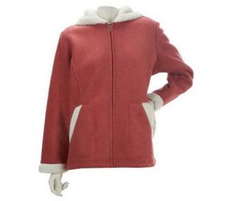Denim & Co. Heathered Fleece Jacket w/Sherpa Lining and Hood   A218446