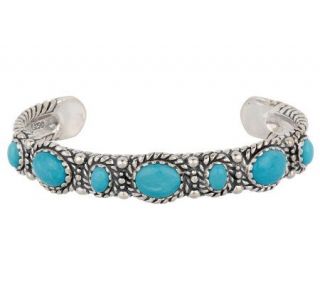 Sterling Sleeping Beauty Turquoise Multi stone Cuff Bracelet