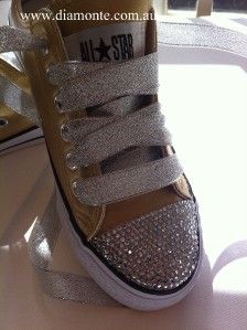 Gold Convers Featuring Clear Swarovski Cystals for Toddler Kids Women