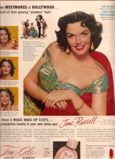 1952 JANE RUSSELL AD / WESTMORE COSMETICS OF HOLLYWOOD