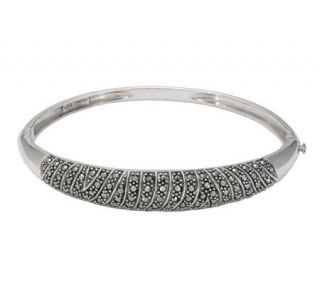 Suspicion Sterling Marcasite Oval Hinged Bangle —