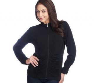 George Simonton Crystal Knit Ruched Zip Front Jacket —