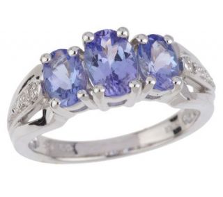 Sterling 1.50 ct tw Oval Tanzanite 3 Stone Ring —
