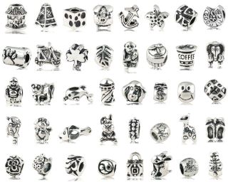 Bundle Monster New 40pc Silver Plated Oxidized Metal Beads Charm Set