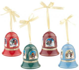 Set of 4 Musical Bell Ornaments with Gift Boxes by Valerie —