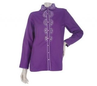 Bob Mackies Heart of My Heart Embroidered and Jeweled Shirt   A213855