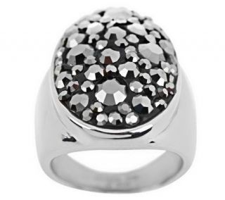 Steel by Design Oval Multi Crystal Sparkle Ring —