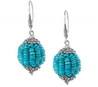 Artisan Crafted Sterling Turquoise Bead Dangle Earrings —