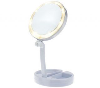 Floxite 10X/1X Lighted Folding Vanity & Travel Mirror —