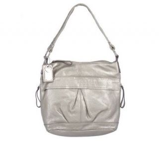 Tignanello Pebble Leather Zip Top Hobo Bag with Pleat Detail
