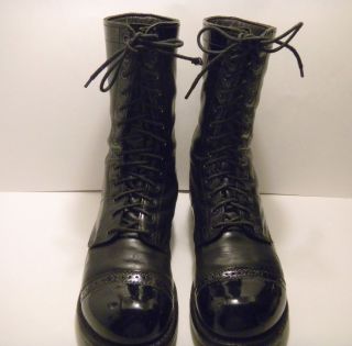 Vintage 1960s Corcoran Black Cap Toe Leather Military Combat Jump
