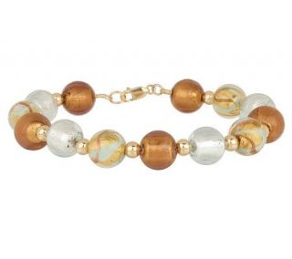Venetian Glass Bead Bracelet 14K Gold —