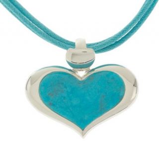 Sterling Turquoise Heart Pendant with Adjustable Cord —