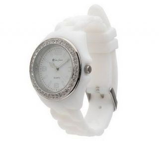 Susan Graver Silicone Strap Watch with Crystal Accents —