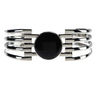 Dominique Dinouart Sterling Round Onyx Polished Cuff —
