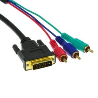  DVI I 24+5P to 3 RCA Component RGB Cable for PC Laptop Monitor HDTV