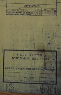 1950 Great Lakes Freighter Reserve Glew Hull 299 Large Midship Section