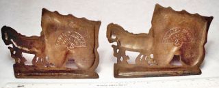 Covered Wagon Mint Circa 1930 Cast Iron Antique Bookends by The Ct