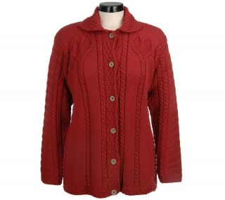 Merino Wool Button Front Cardigan with Heart Detail —