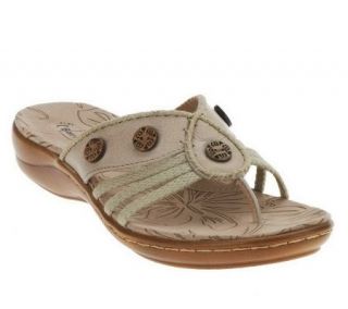 BareTraps Kimmie Leather Thong Sandals w/Button Detail —