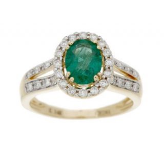 Premier 1.00 ct Zambian Emerald & 1/3cttw Diamond Ring, 14K   J264862