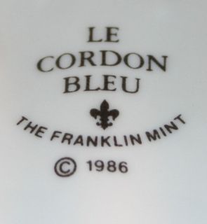 Le Cordon Bleu Porcelain Mold Franklin Mint 1986