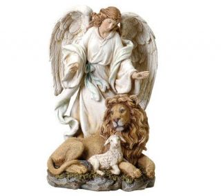 Angel with Lion and Lamb Figurine by Roman —