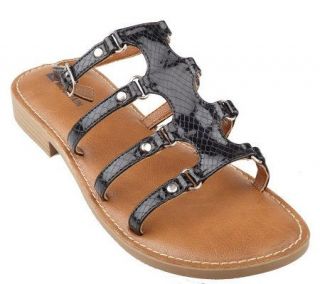 White Mountain Patent Gladiator Sandals with Ankle Strap —