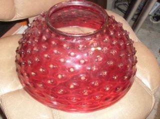 Vintage Cranberry Hobnail Glass 14 Oil Lamp Shade