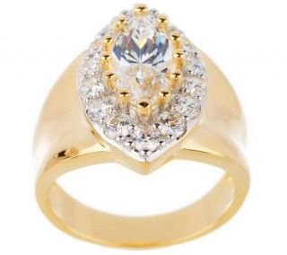 Diamonique Sterling or 14K Gold Clad High Polish Marquise Ring