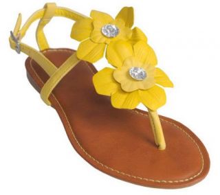 Hailey Jeans Co. Womens Floral Accent T strap Sandals —